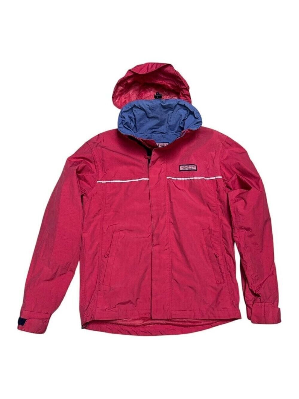 VINEYARD VINES Water Resistant Pink Designer Windbreaker Jacket w Hood Womens XS